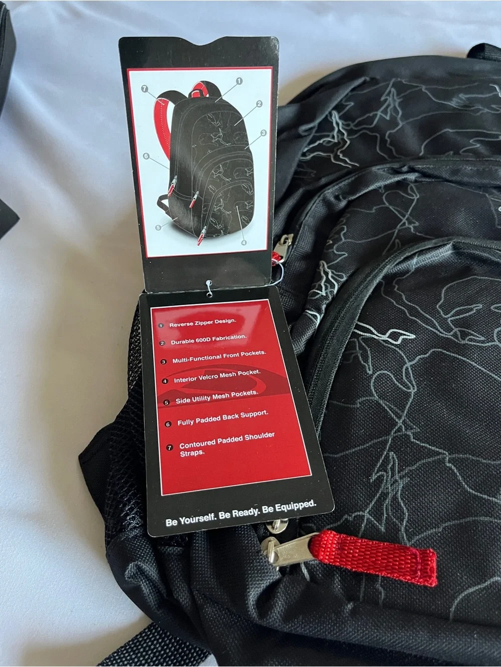 Trailmaker Backpack Black Red Camo Multi-Pocket 600D Padded School Book Bag New